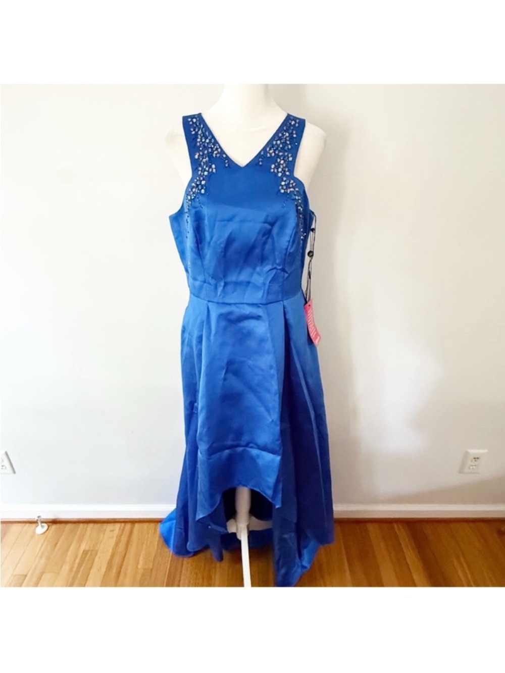 NWT Adrianna Papell Women‎ Mikado Rhinestone Dress Size 8 Yves Blue Formal Event